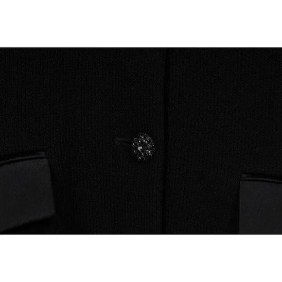 St. John Evening Womens Ribbed Coat US 2 Black Satin Knit Jacket Blazer
